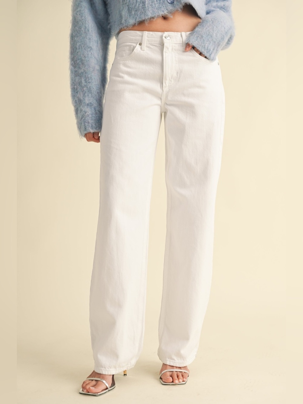 Just Black Denim Size 26 Optic White Relaxed Straight Jeans New With Tags - Picture 1 of 13
